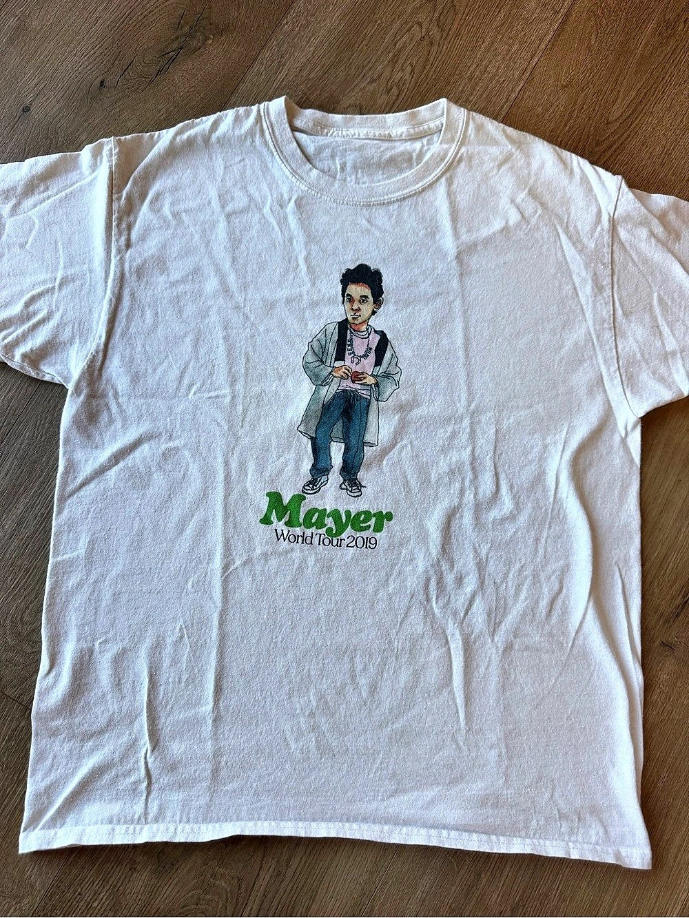Mayer World Tour 2019 Graphic Short Sleeve Tee in White adult small